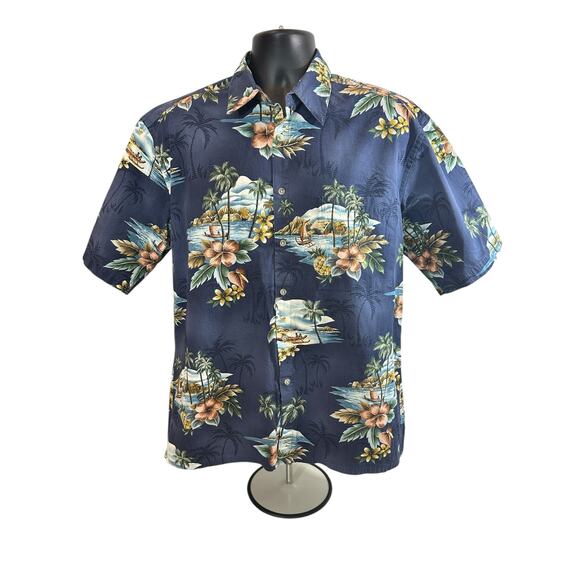 Pierre Cardin Men’s Floral Hawaiian Button Down Shirt, L - Picture 1 of 5